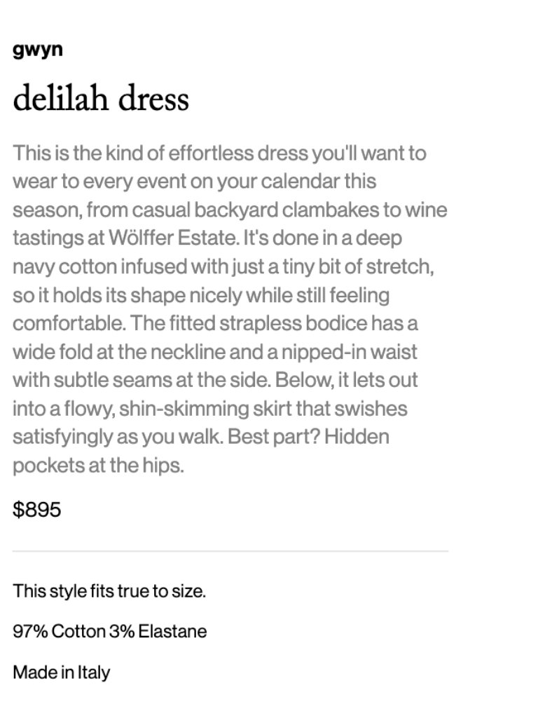 Gwyn By Goop Delilah Dress Nwt (Sold Out Online) — image 8 of 8